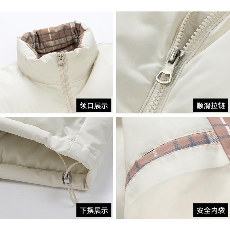 Unisex Winter Cotton Padded Jacket Thick Warm Loose Fit Stand Collar Hooded Casual Coat Men Women Teens