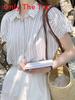 Streetwear Striped Blue Shirt For Women With Short Sleeves And V Neck For Summer Casual Wear