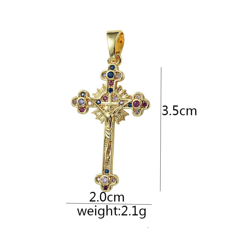 Подвеска из микроциркония с медной инкрустацией, крест, сохраняющий цвет, аксессуары для ожерелья из меди с позолотой.