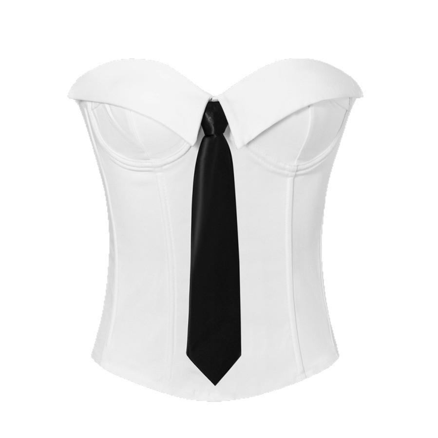 Cross-Border Hot Girl Solid Color Fishbone Tie Sling Bandeau