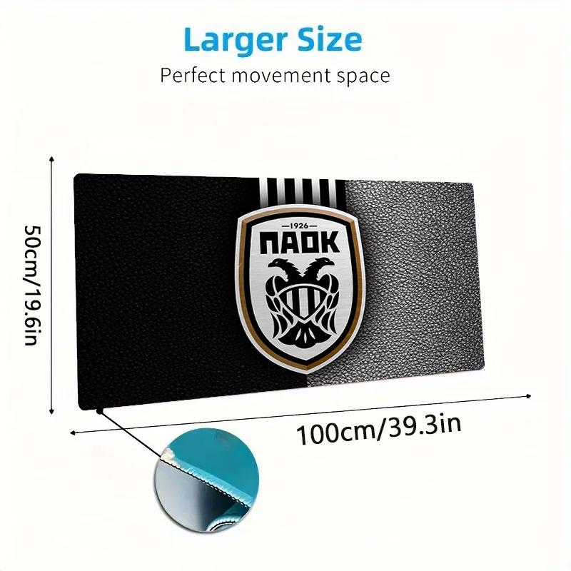 PAOK Football Team Logo Mouse Pad, Large Gaming Desk Mat, Non-slip XXL Mousepad for Laptop & Tablet, Mini PC Playmat with Stitched Edges