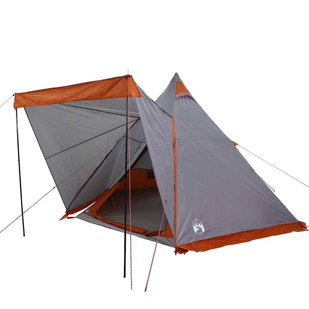 Tipi Family Tent for 6 Persons Grey and Orange Waterproof