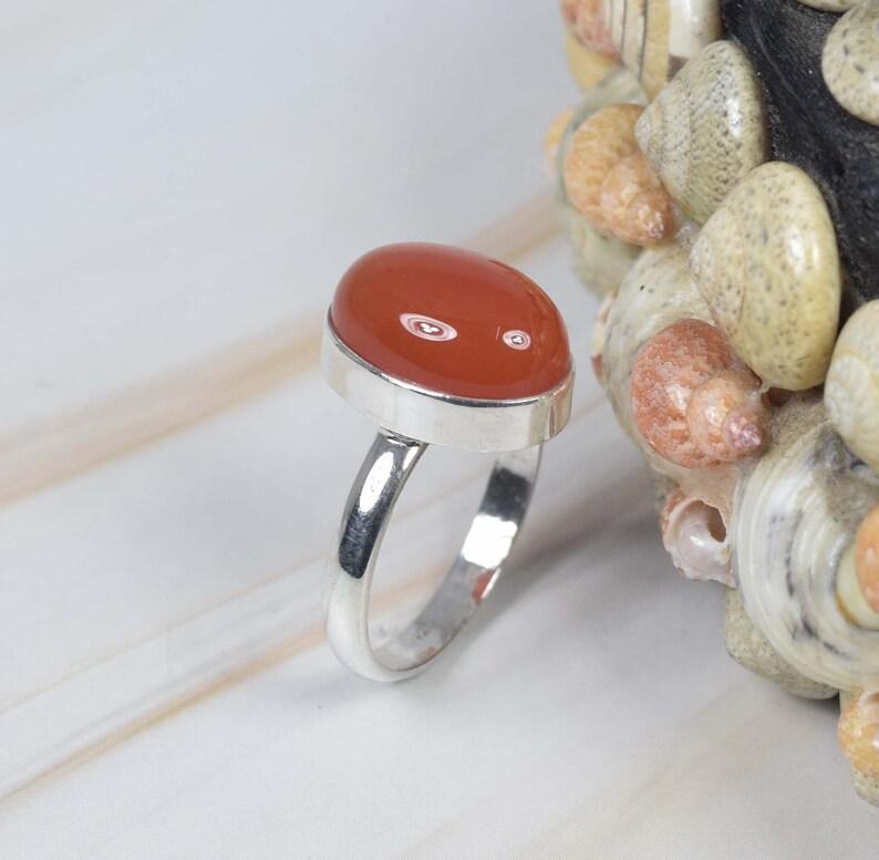 Carnelian Gemstone Ring, Solid 925 Sterling Silver Ring, Birthstone Ring, Fashion Ring, Unisex Ring