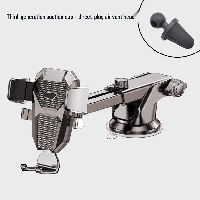 Телескопический автоматический фиксирующийся держатель для телефона в автомобиль с присоской и креплением на воздуховод