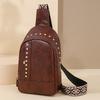 Rivet Shoulder Soft Leather Chest Bag
