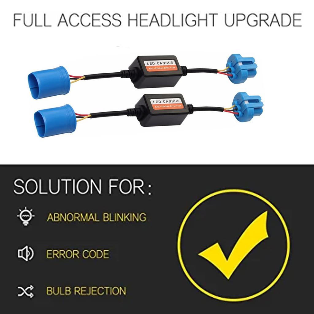 VIGORWORK 9004 9007 12V 2Pcs LED Headlight Flash Lamp Conversion Kit Error Wiring Harness Adapter Anti-Blink