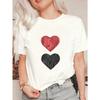 Футболка оверсайз с принтом узора дерева в виде черного сердца, повседневный уличный стиль, модный топ для женщин, летний наряд