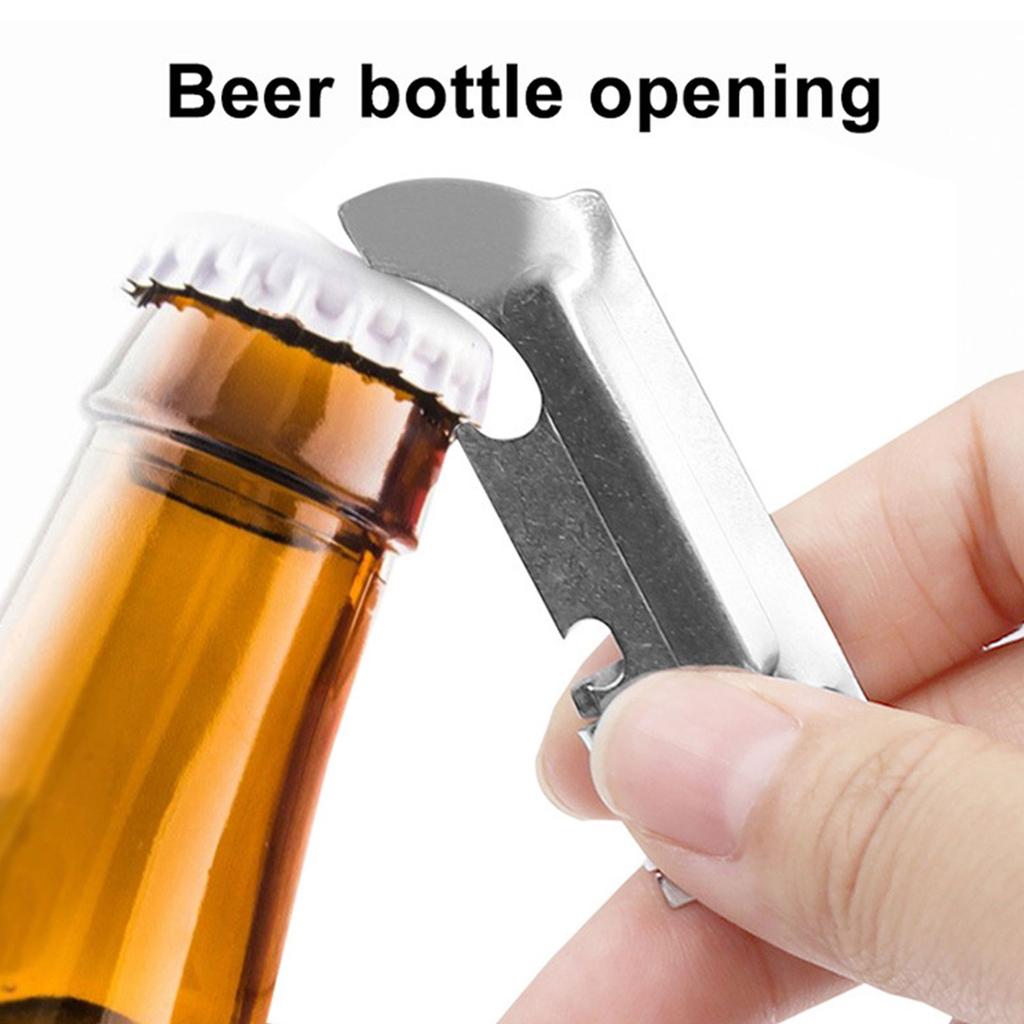 10Pcs Multifunctional Folding Bottle Opener Stainless Steel Mini Can Opener Portable Lid Opener Outdoor Camping Tool