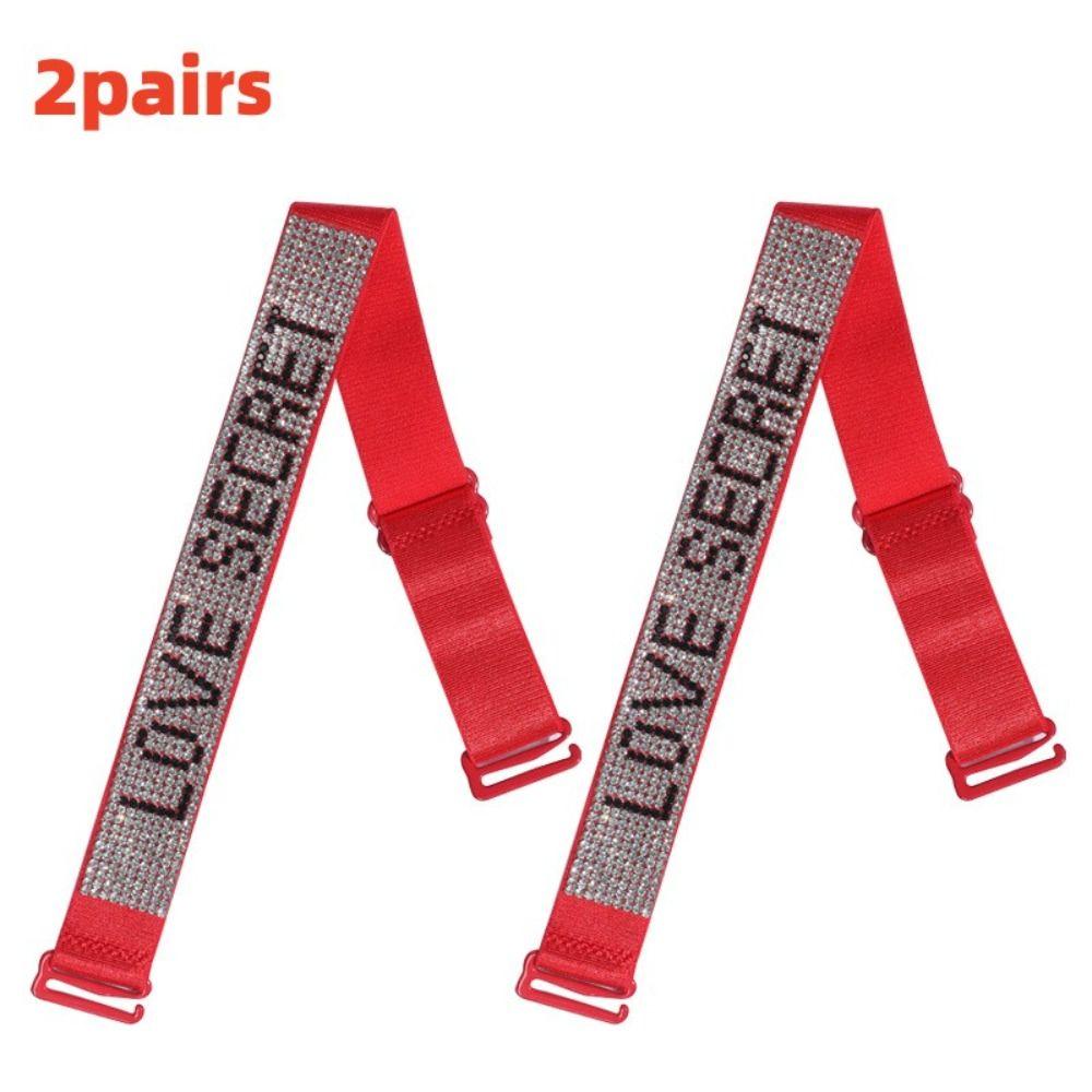 2pairs Adjustable Bra Shoulder Strap Anti Slip Underwear Strap Rhinestone Bra Strap Ladies