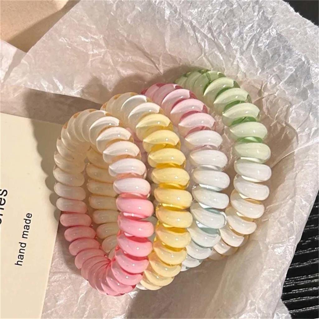 Набор из 2 штук Резинки-скранчи для телефонного шнура, Спиральные резинки для волос, Градиентный цвет, Резинка, Эластичная повязка для волос, Аксессуары для волос