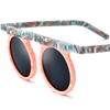 Borregls Matte Acetate Multicolour Polarized Sunglasses UV400 Women Brand Designer Retro Vintage Round Sun Glasses Men 19339T