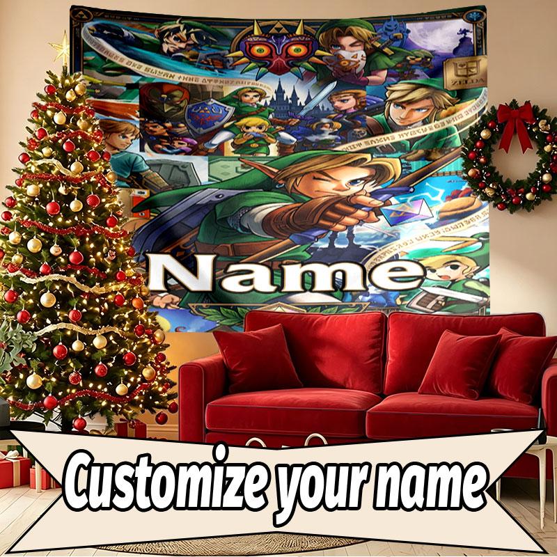 Custom Name Personalized The Legend Of Zelda Print Tapestry, Wall Art Decor, Bedroom, Dorm, Apartment, LivingRoom, Party Backdrop, Gift for Birthday