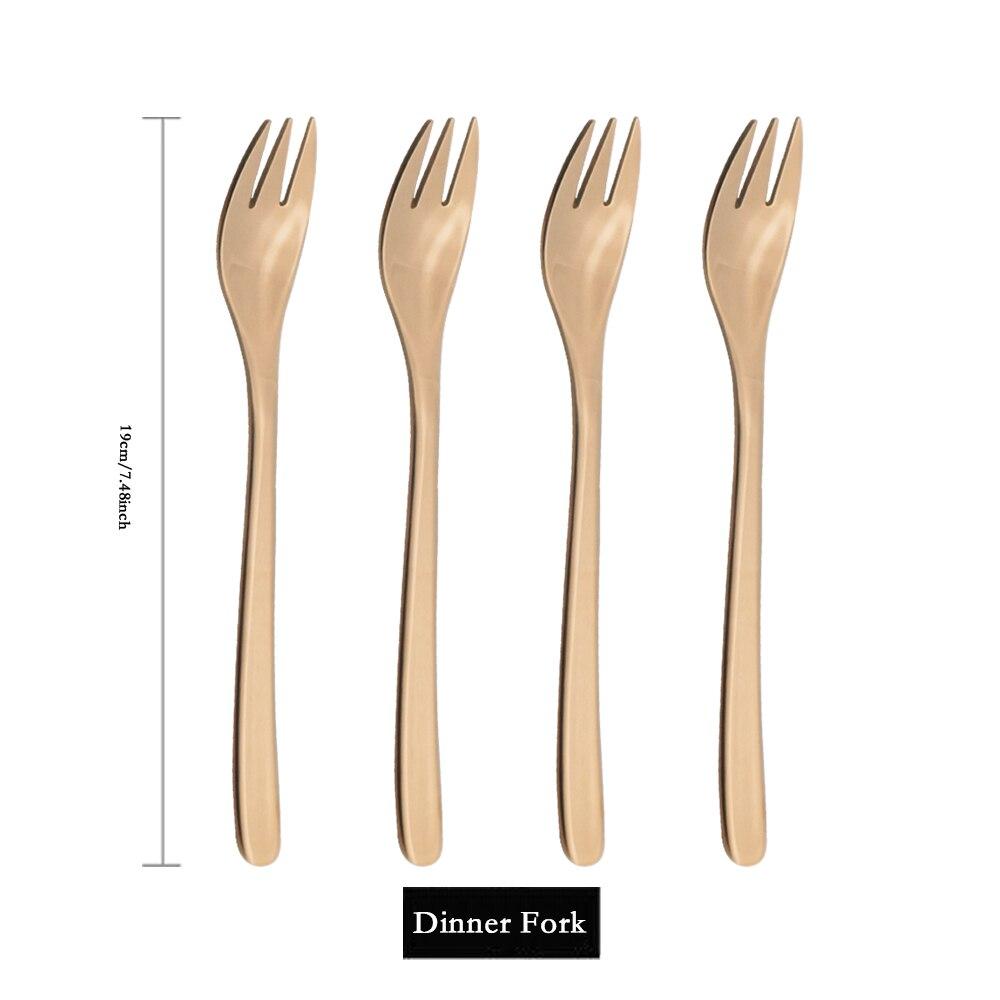 Dinnerware 304 Stainless Steel Dinner Fork 4pcs Cutlery Set Dessert Fork Long Handle Gold Black Fork Set for Family Party