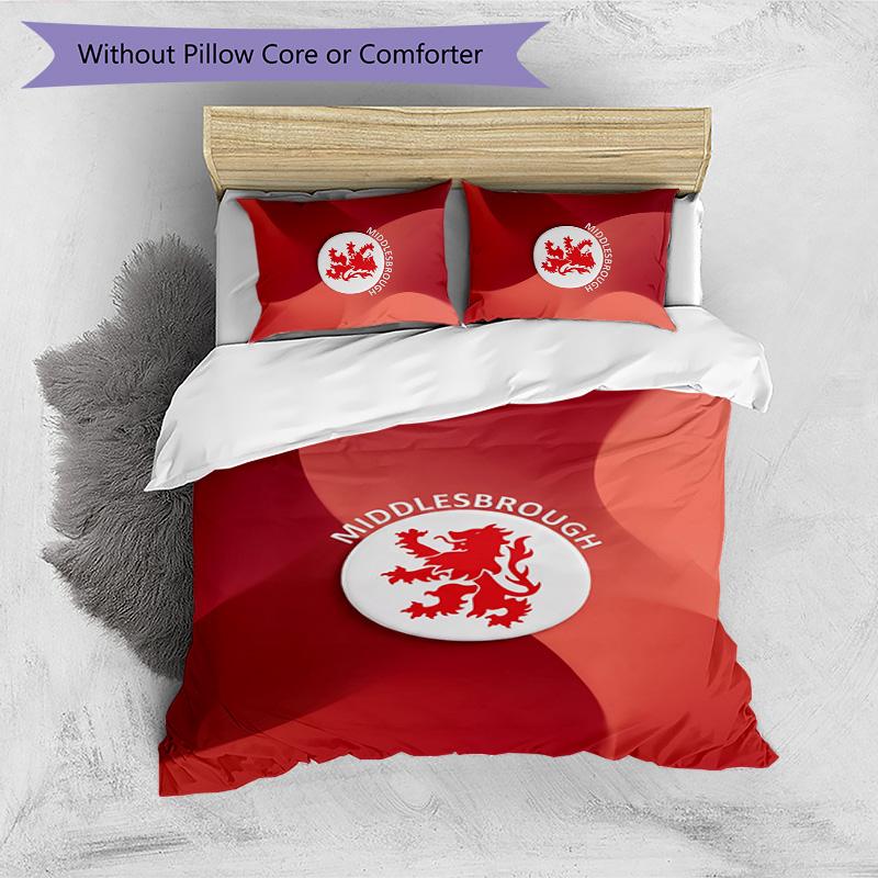 Middlesbrough FC Printed 3PCS Bedding Set Breathable Duvet Cover with Pillowcases Decorative Bed Linen for Bedroom Home