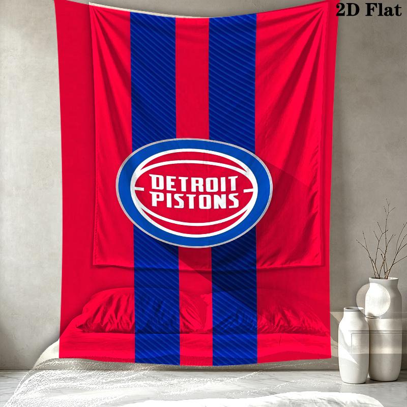 Detroit Pistons Logo Wall Tapestry Aesthetic Wall Hanging Printed Fabric Blanket Decorative Tapestries for Bedroom Living Room Home Decor