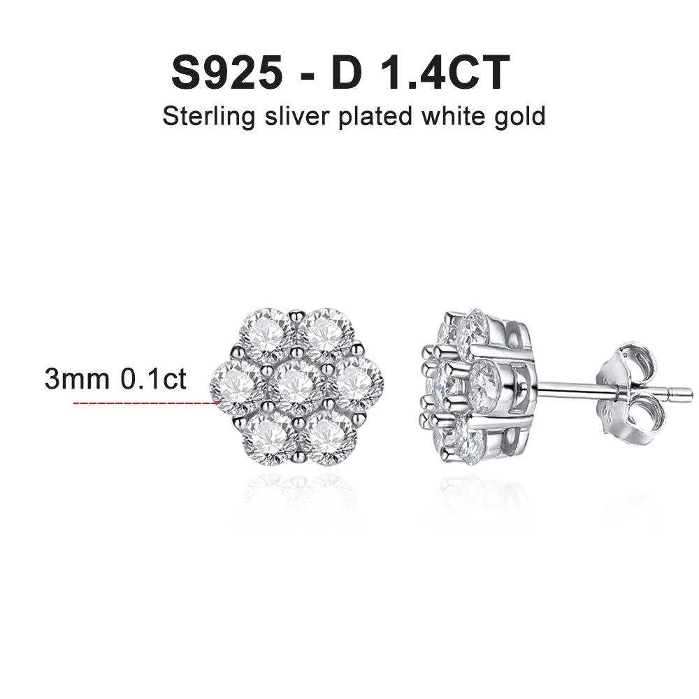 Серьги D Color 7ct с муассанитом s925, посеребренные, белое золото 18 карат, с сертификатами GRA, серьги с бриллиантами для женщин и мужчин