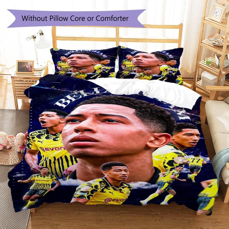 Borussia Dortmund Bellingham Player Collage Bedding Set Bundesliga Football Duvet Cover Soccer Fan Bedroom Home Decor Bedding