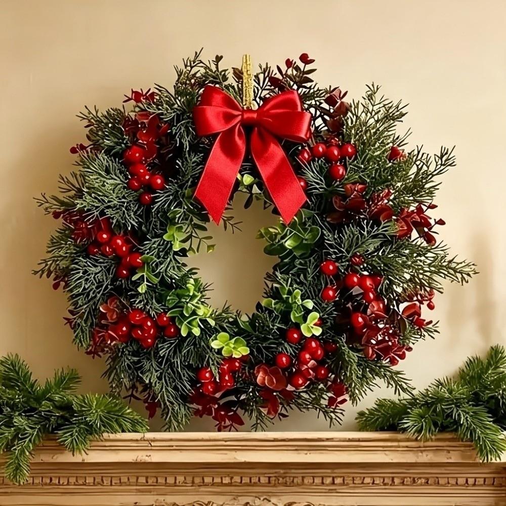 Elegant Xmas Artificial Garland Realistic Design Evergreen Pine Wreath Xmas Holiday