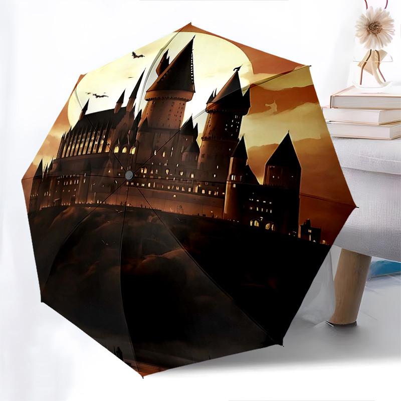 1pc castle moon Automatic Folding Umbrella - Compact 8-Rib Design, Durable Plastic & Iron1332L