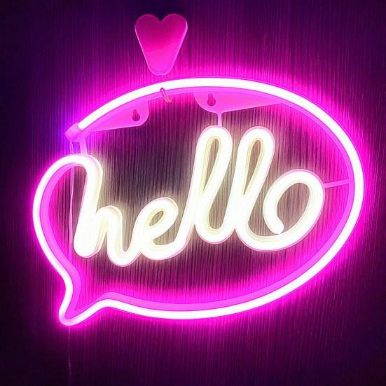 HELLO неоновая вывеска креативной формы с USB/батарейкой, неяркая светодиодная неоновая лампа, настенный орнамент, товары для вечеринок