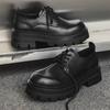 Men Casual Business Office Platform Shoes Lace-up Derby Shoe Black Stylish Original Leather Sneakers Youth Gentleman Footwear