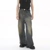 2024 Unisex Retro Hong Kong Style Wide-Leg Jeans - Blue, All-Season