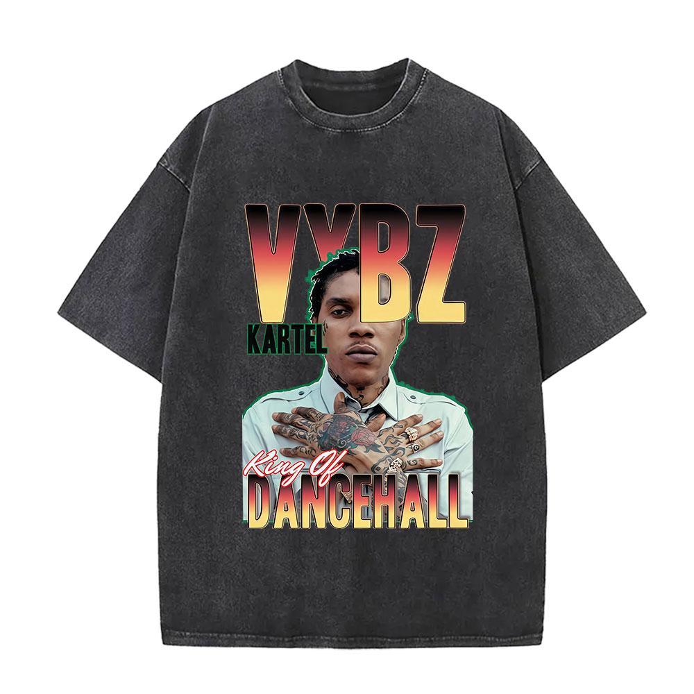 Vintage Washed Vybz Kartel World Tour 2025 Merch T Shirt Mens Gothic Hip Hop Oversized Tshirts 100 Cotton Tshirt Streetwear