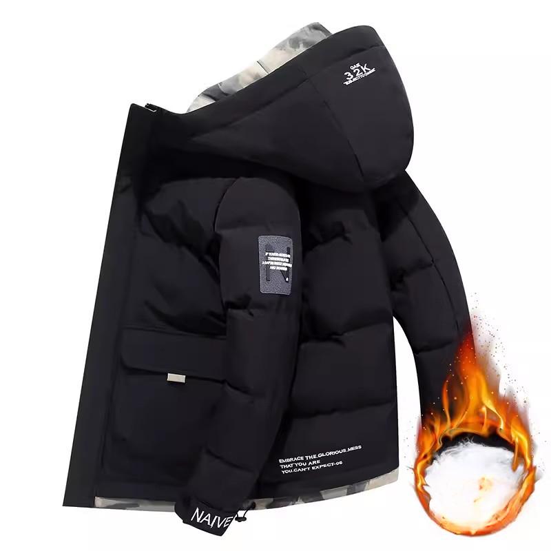 Зимняя мужская стеганая куртка, короткая толстая стеганая куртка, пуховик, куртка с капюшоном