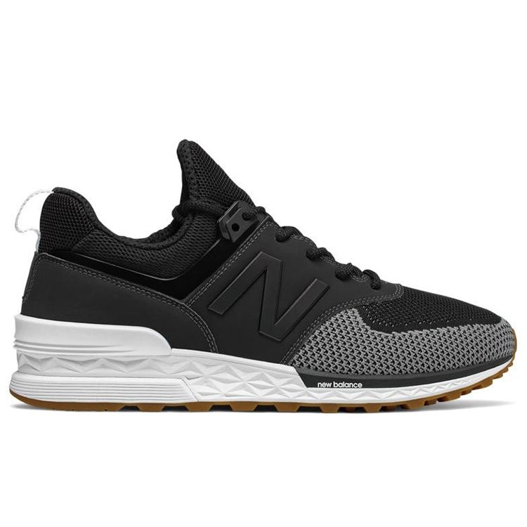 New Balance Nb 574 Sport Тканевые Ретро Кроссовки с Низким Верхом для Повседневной Носки Унисекс Кроссовки Черные Серые MS574EMK