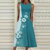 Summer Fashion Sexy Sleeveless Dress Soft Casual 3D Blue Flowers Print Dress Sleeveless Sling Dress Summer Suspender Dress
