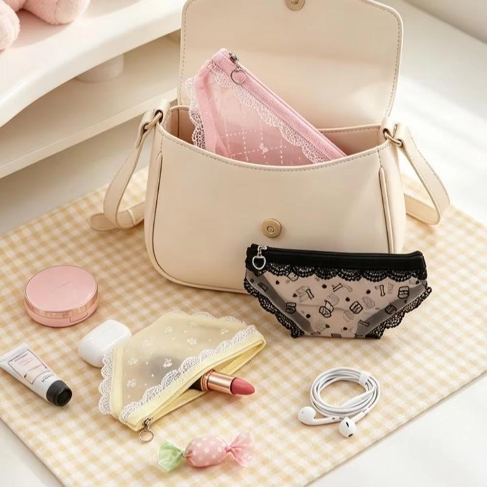 Lace Trim Briefs Shape Cosmetic Bag Creative Toiletry Bag Portable Triangle Makeup Bag Travel