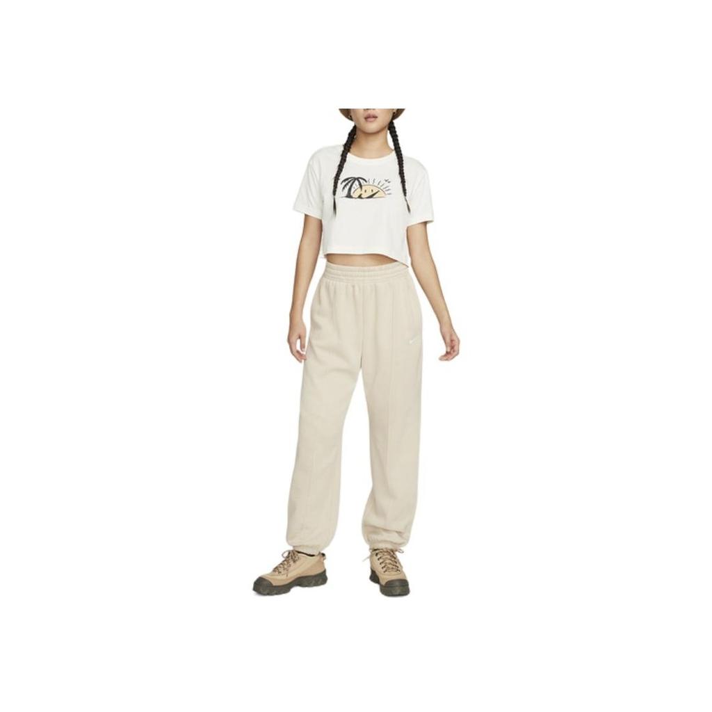 Nike Футболка с укороченным топом с цветочным принтом Женские топы Белые DQ3310-133