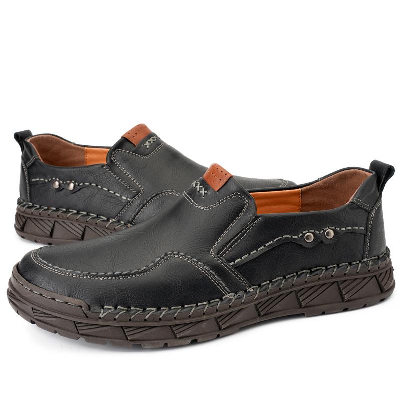 Мужская кожаная повседневная кожаная обувь большого размера с высоким берцем в стиле ретро, короткие сапоги