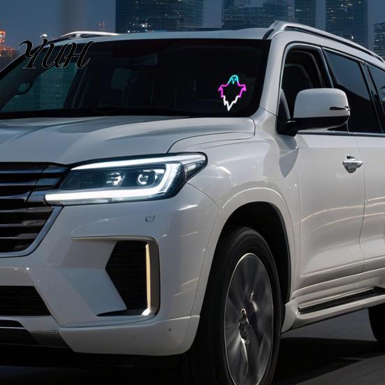 Portable Solar Powered Lamps Ghost Car LED Light, USB Wireless Animated Warning Lights for Windshield And Vehicle Glass Decoration Rear Window,