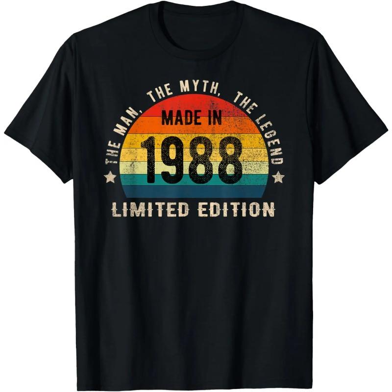 Vintage Limited Edition 37th Birthday Gifts 37 Year Old T-Shirt Mens Clothing Short Sleeve Custom T-Shirt Camiseta