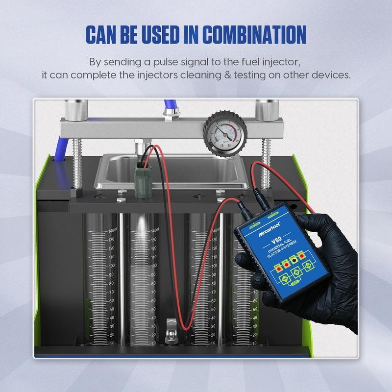 MRCARTOOL V50 Fuel Injector Tester Cleaner DIY Cleaning Tool Kits Diesel GDI Injectors Adapter For AUTOOL CT150 CT160