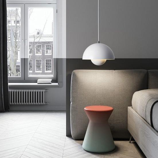 Simple Flower Shape Lampshade Small Chandelier Adjustable Wire Length Three Light Colors Modern Globe Kitchen Dining Room Ceiling Lamp