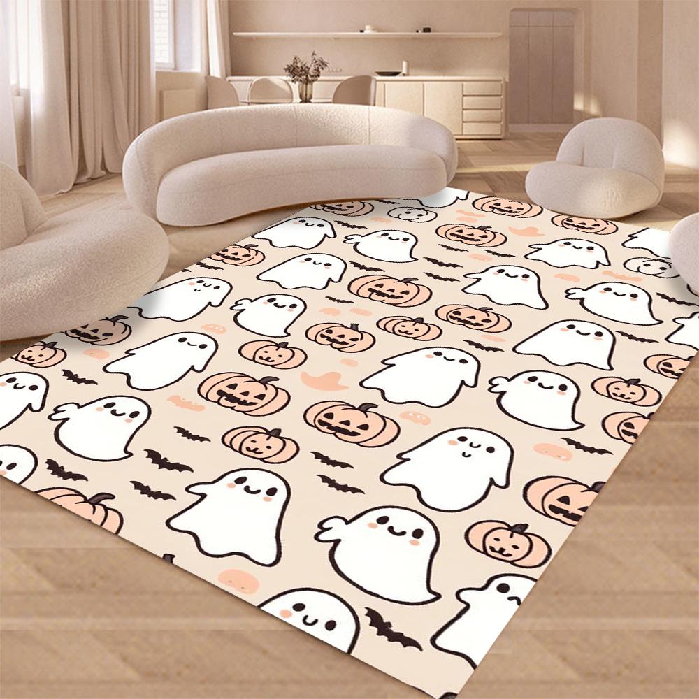 Halloween Skull Pattern Carpet Ghost Moon Mat Pumpkin Candy Home Decoration Black Cat Door Rug Non-Slip Floor Mat Bedroom Rugs