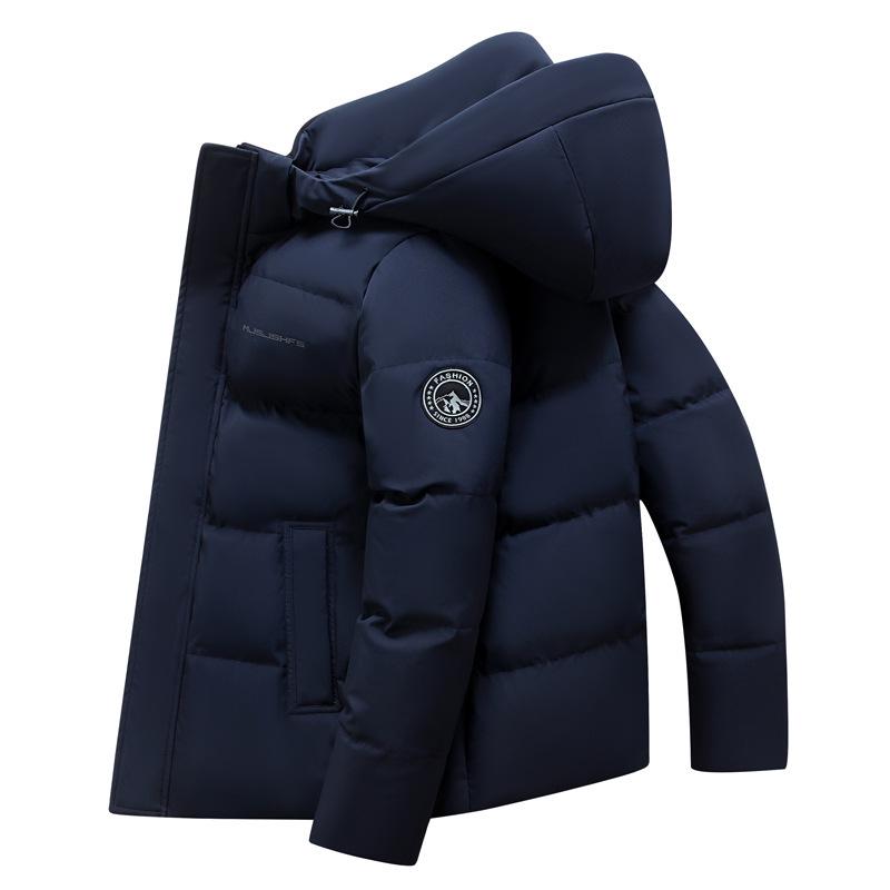 Мужская градиентная зимняя куртка на белом утином пуху - Толстая, теплая, модная студенческая куртка с капюшоном