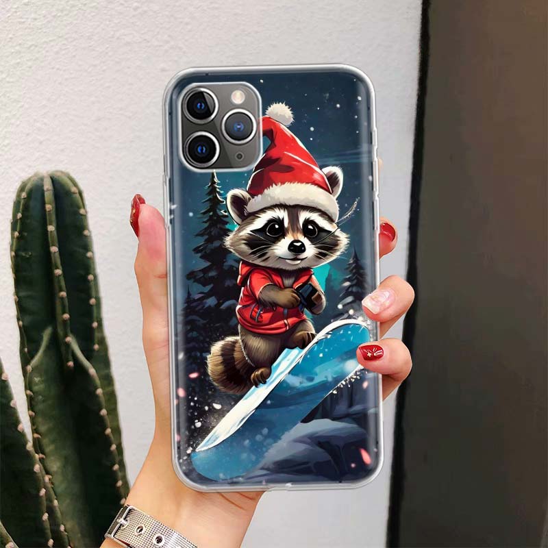 Raccoon Cute Animal For iPhone 17 Air 16 15 14 Plus 13 Mini 12 11 Pro Max Phone Case 16E 7 Print 8 SE Fundas Cover Soft Coque 16