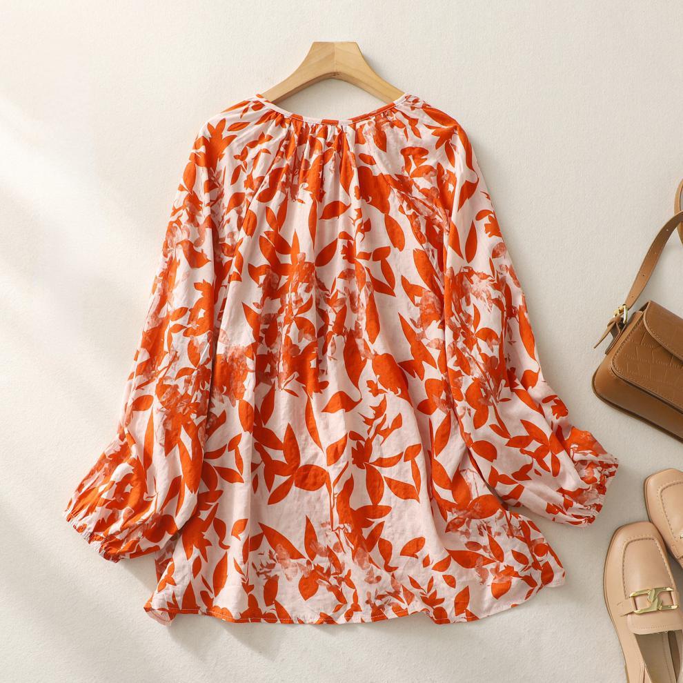 Летняя свободная блузка с v-образным вырезом и цветочным принтом, повседневная рубашка, женские топы