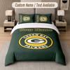Custom Bedding Set Green Bay Packers Pattern, Print Name Text 1 Duvet Cover plus 2 Pillowcases Home Textile
