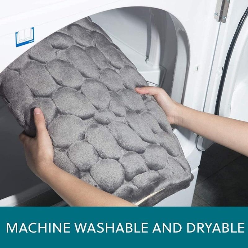 Набор из 3 ковриков для ванной комнаты, мягкий нескользящий коврик из 2 предметов, коврик из булыжника, коврик для ванной комнаты, впитывающие ковры для душа, крышка унитаза, пол