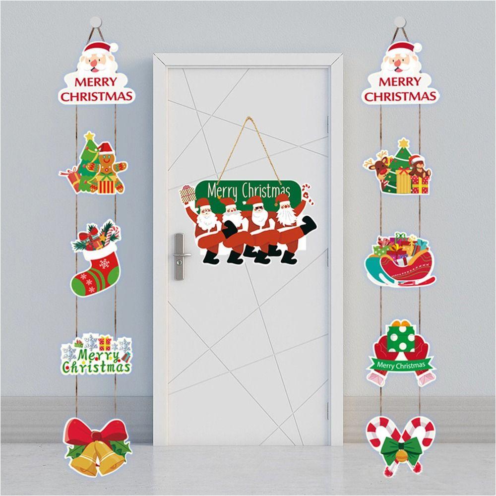 Decorative Snowman Elk Couplet Paper Merry Christmas Door Hanging Banner Xmas Ornament Home