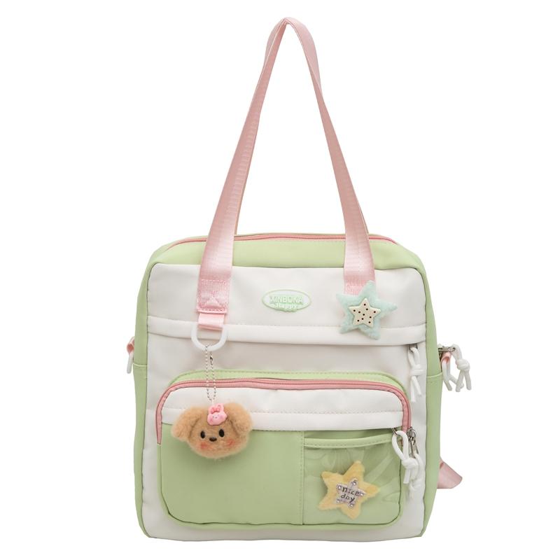 Women's Shoulder Bag Color Block College Style Student Crossbody Bag Class Book Bag