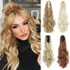 Synthetic 22 Inch Long Straight Claw Clip In Ponytail Extension Black Golden Brown Ponytail For Women