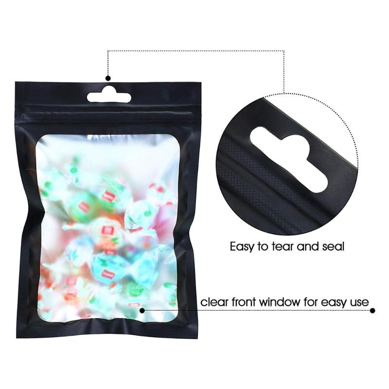 100 Pcs Flat Foil Zip Lock Bags Bath Salt Cosmetic Bag One Side Clear Mini Thick Mylar Resealable Bags Smell Proof Ziplock Baggi