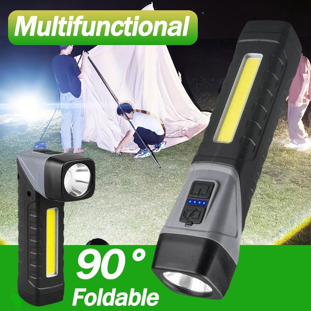 Светодиодный фонарик с поворотом на 90° – Магнитный кемпинговый фонарь с USB-подзарядкой, Мини-портативный фонарь для улицы/походов