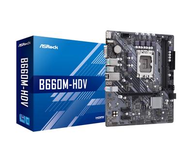 Материнская плата ASRock, совместимая с процессором Intel B660 серии 12-го поколения Материнская плата B660M MicroATX Авторизованный дистрибьютор B660M-HDV (LGA1700)