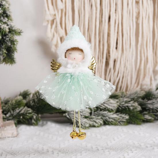 Рождественский Ангел Девушка Висячие Украшения Золотое Крыло Плюшевая Остроконечная Шляпа Тюлевая Юбка С Блестками Колокольчик Длинные Ноги Праздничная Рождественская Елка Девушка Кукла Подвеска Дети